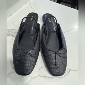 ALDO Black Textured Flats with Bow Detail
